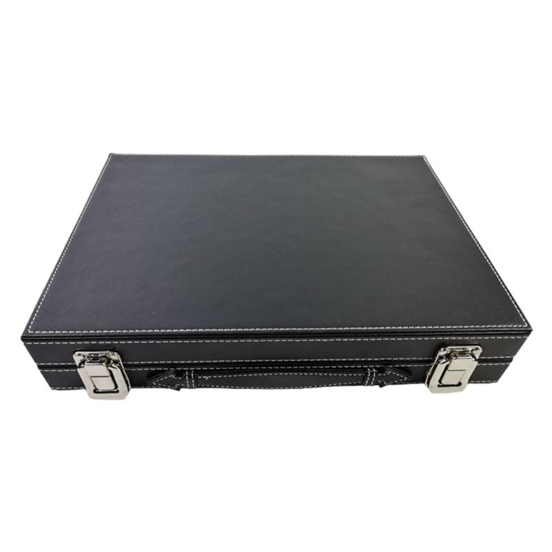 Clear Rectangular Jewelry Box with Handmade Leather Handle Displaying Organizers Suitable for Organizing Rings Bracelets