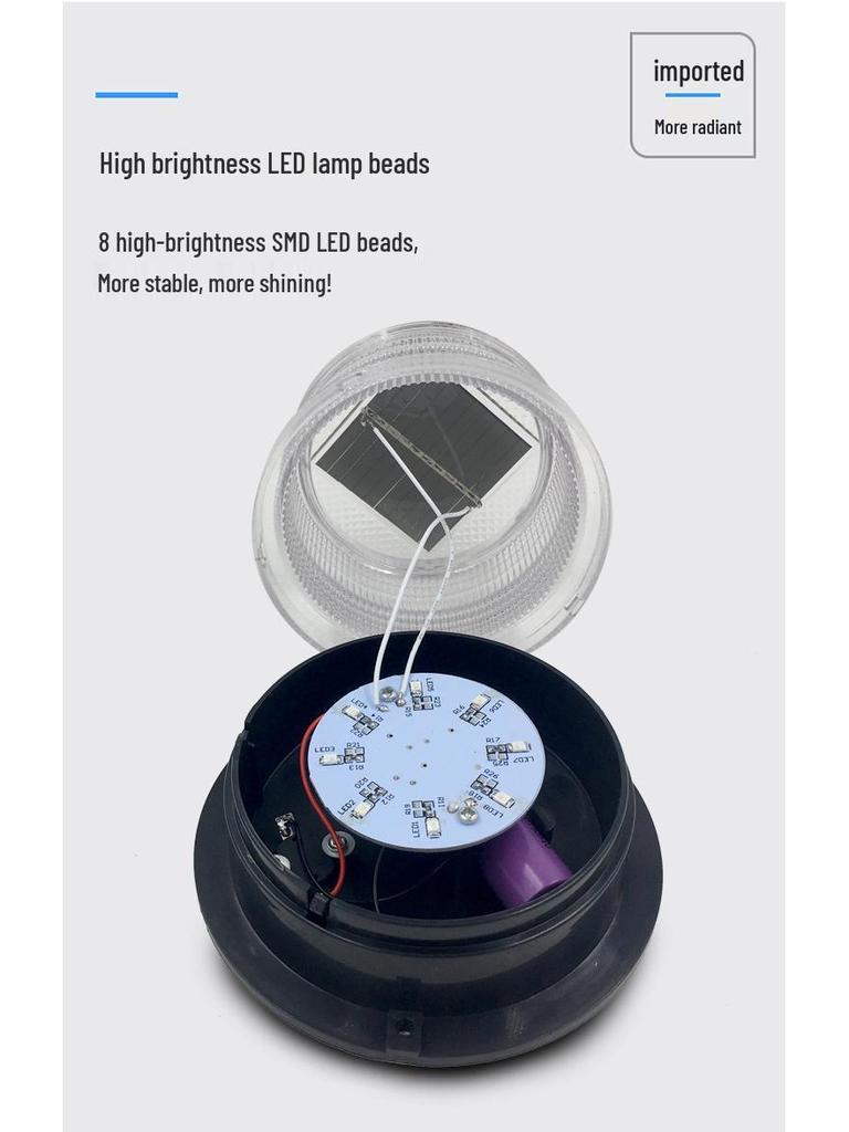 Red and Blue Solar Car Roof Strobe Light Warning Signal for Night Safety