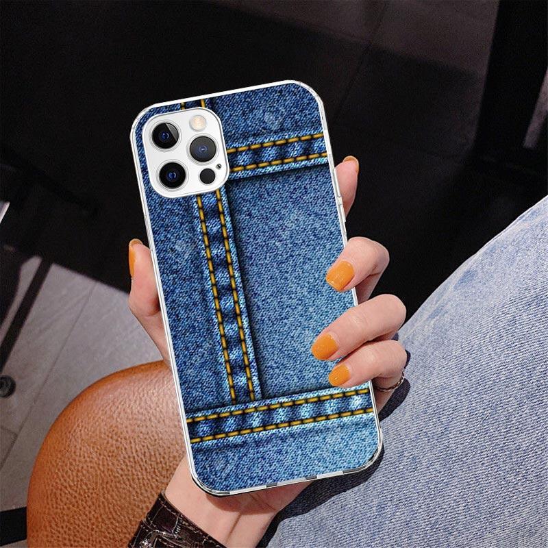 Jeans Cowboy Denim Printed Phone Case For iPhone 17 Air 16 Pro Max 16E 15 + 14 Plus 11 12 13 Mini 7 8 SE Gift Print Cover Fundas
