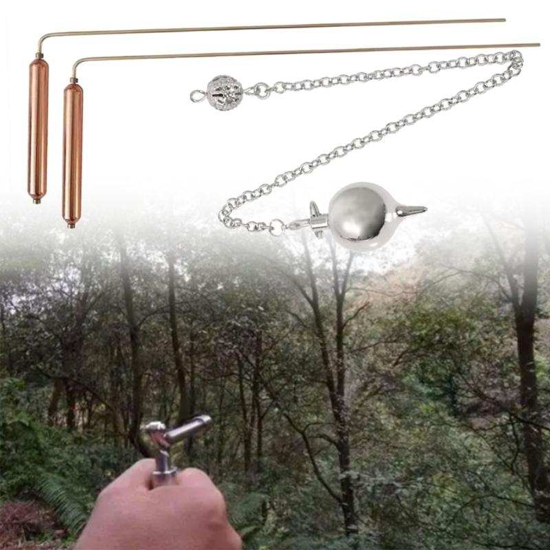 2Pcs Professional Copper Dowsing Rod,Divining Rods with Pendant Copper Divining Rod Sensitive Ground Exploration Tool