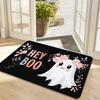 HEY BOO" Cute with Flowers Print Welcome Doormat, Sponge Thickness 1.19 Cm - 600g/m2, Polyester Non-Slip, Machine Washable, Easy To Clean, Suitable Fo
