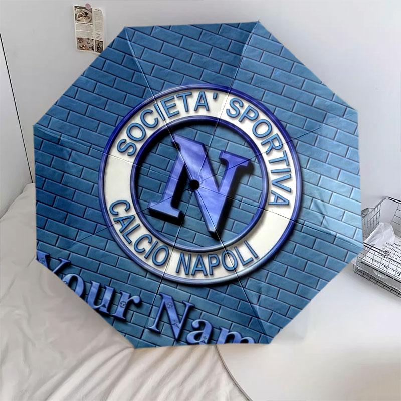 1 PC Automatic Folding Umbrella - SSC Napoli Custom Name Pattern, Portable & Foldable Design with 8 Ribs, Christmas Birthday Gifts