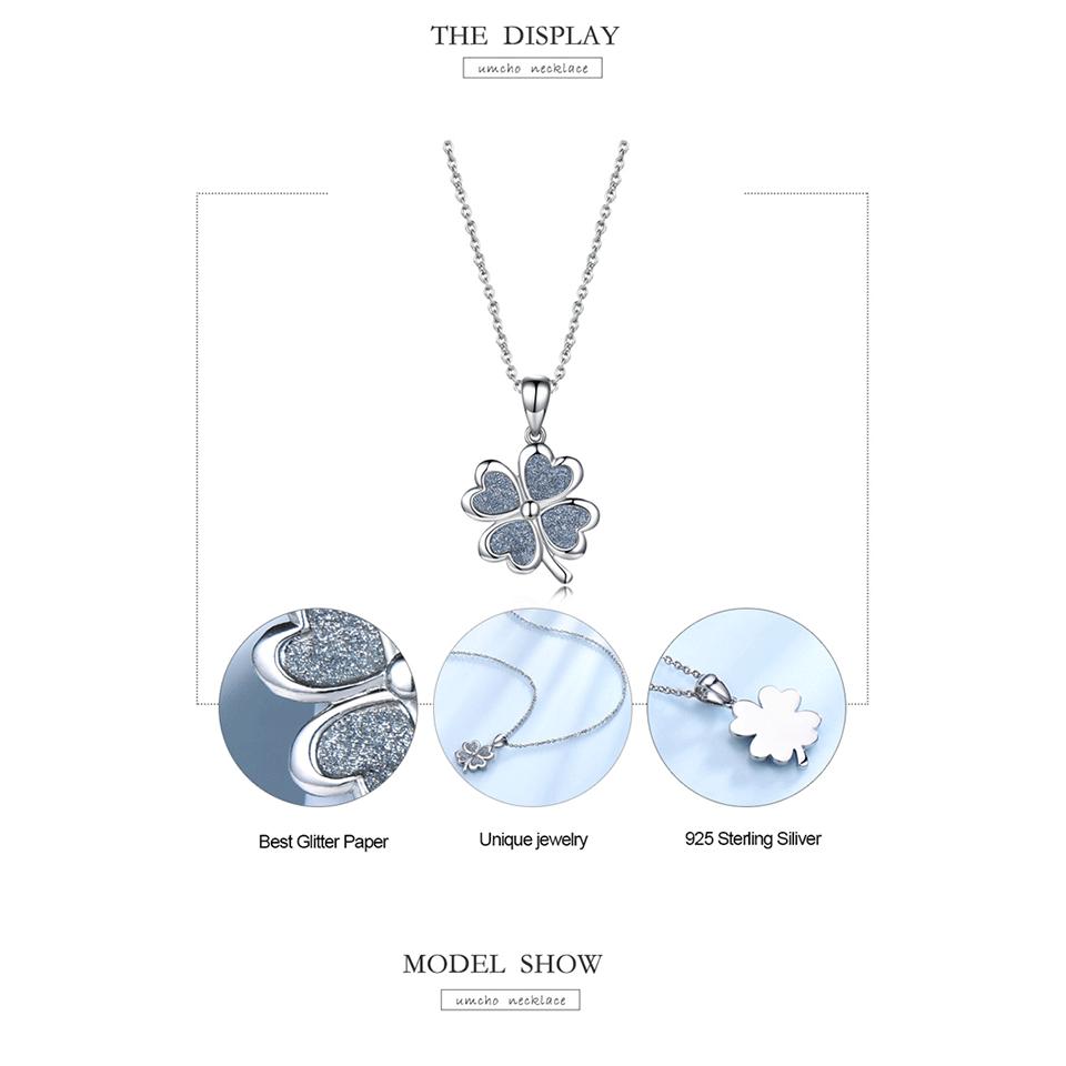 Umcho Glitter Green Four-leaf Clover Necklace Pendants For Women Clothes Match Decoration Fine Jewelry