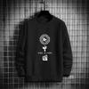 Mens Loose Fit Round Neck Sweatshirt Chinese Print Fleece Lined Casual Winter Top Teens