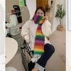 Adult Women Warm Scarf Thicken Rainbow Long Scarf Soft CashmereFeel Shawl Scarf