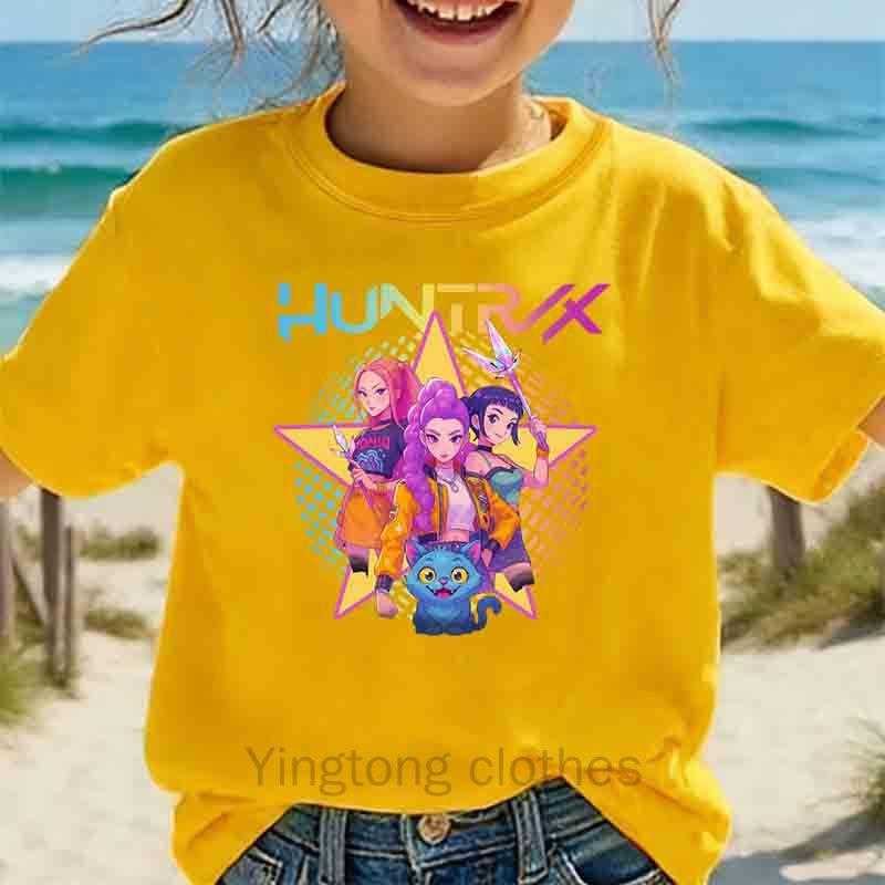 Print Short Sleeve T-Shirt Cute Cartoon Graphic Tee Kids Summer Casual Top