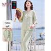 YUZHAOLIN Women's Embroidered Cotton-Linen Short-Sleeve Two-Piece Set