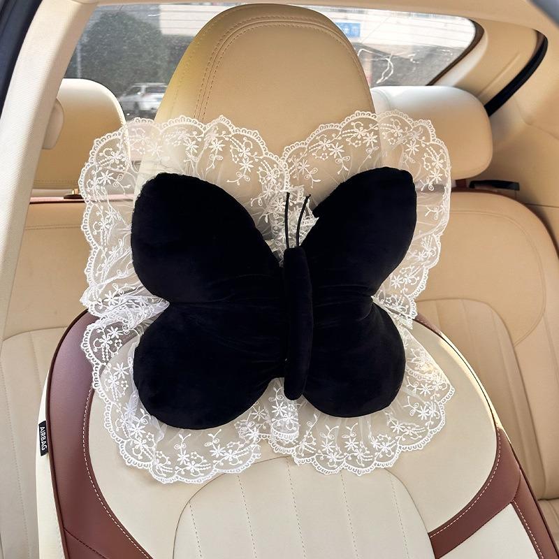 Creative Bow Lace Car Headrest New Product Car Pillow Neck Pillow Plush Car Soft and Comfortable Pillow