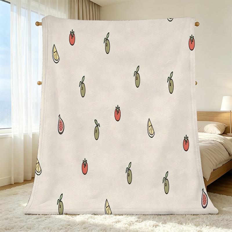 Postpartum Flannel Blanket: Anti-Pilling, Soft Cozy Breathable Fruit Pattern, All-Season Use, Home Decor, Fun Accent for Halloween & Christmas
