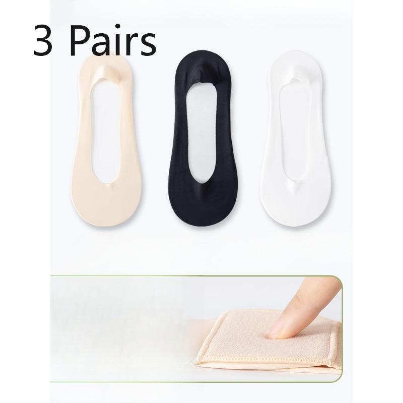 3 Pairs of Female Summer Thin Cotton Non Drop with Anti Skating Silk Shallow Mouth Invisible Deodorant Sweat Socks