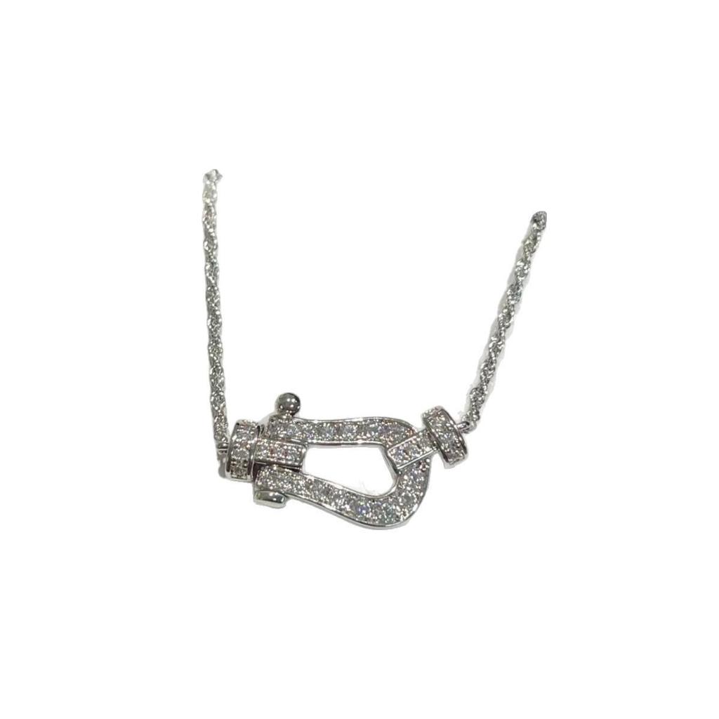 Fred 18K Gold Horsebit Diamant Anhänger Schlüsselbein Kette