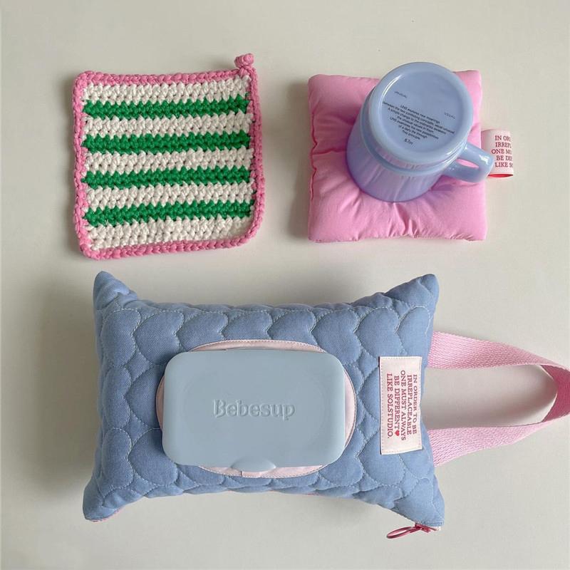 Macaron Color Cotton Baby Wet Wipe Pouch Portable Wipes Holder Case Reusable Refillable Cosmetic Pouch Useful Tissue Box