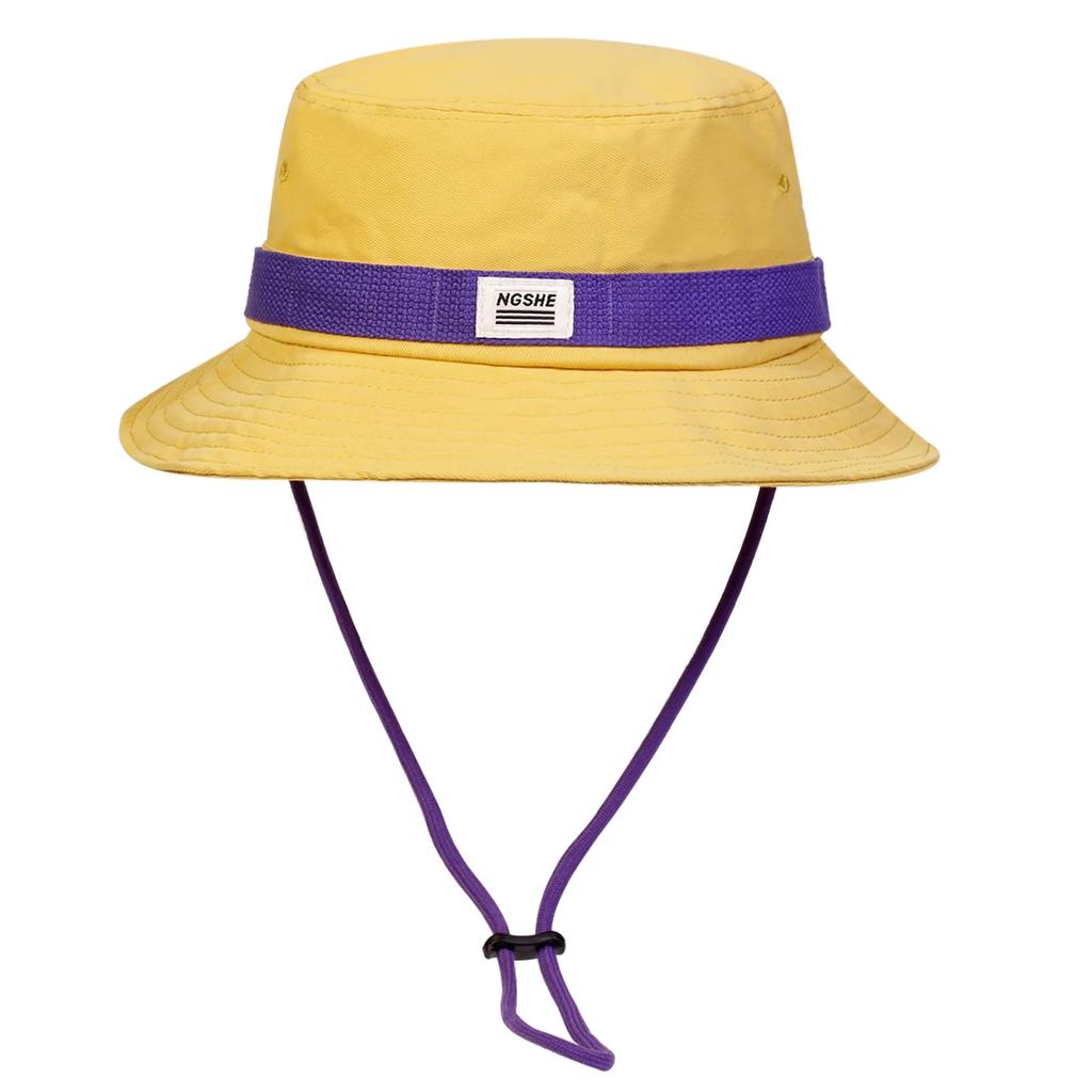 Unisex NGSHE Embroidery Draw Rope Bucket Hats Fishermen Caps Outdoor Casual Cap Sunscreen Hat Adventure Hat