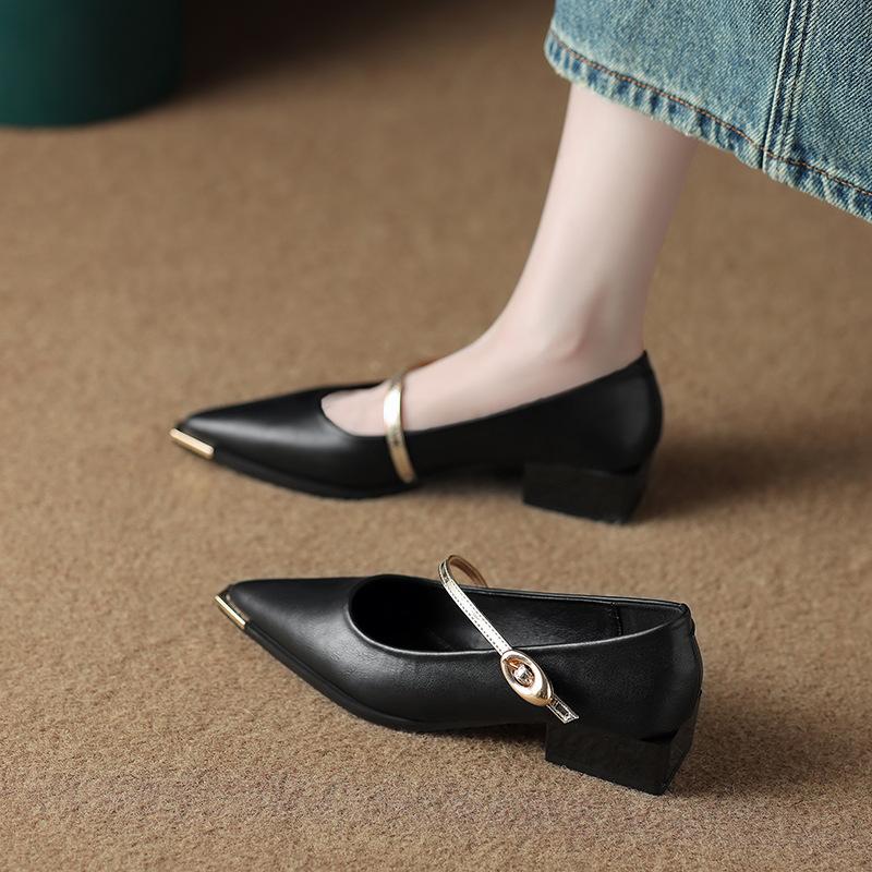 73598-6 Low-heeled beautiful pointed-toed single shoes for women's spring and autumn 2025 This year's popular fashion temperament autumn shoes