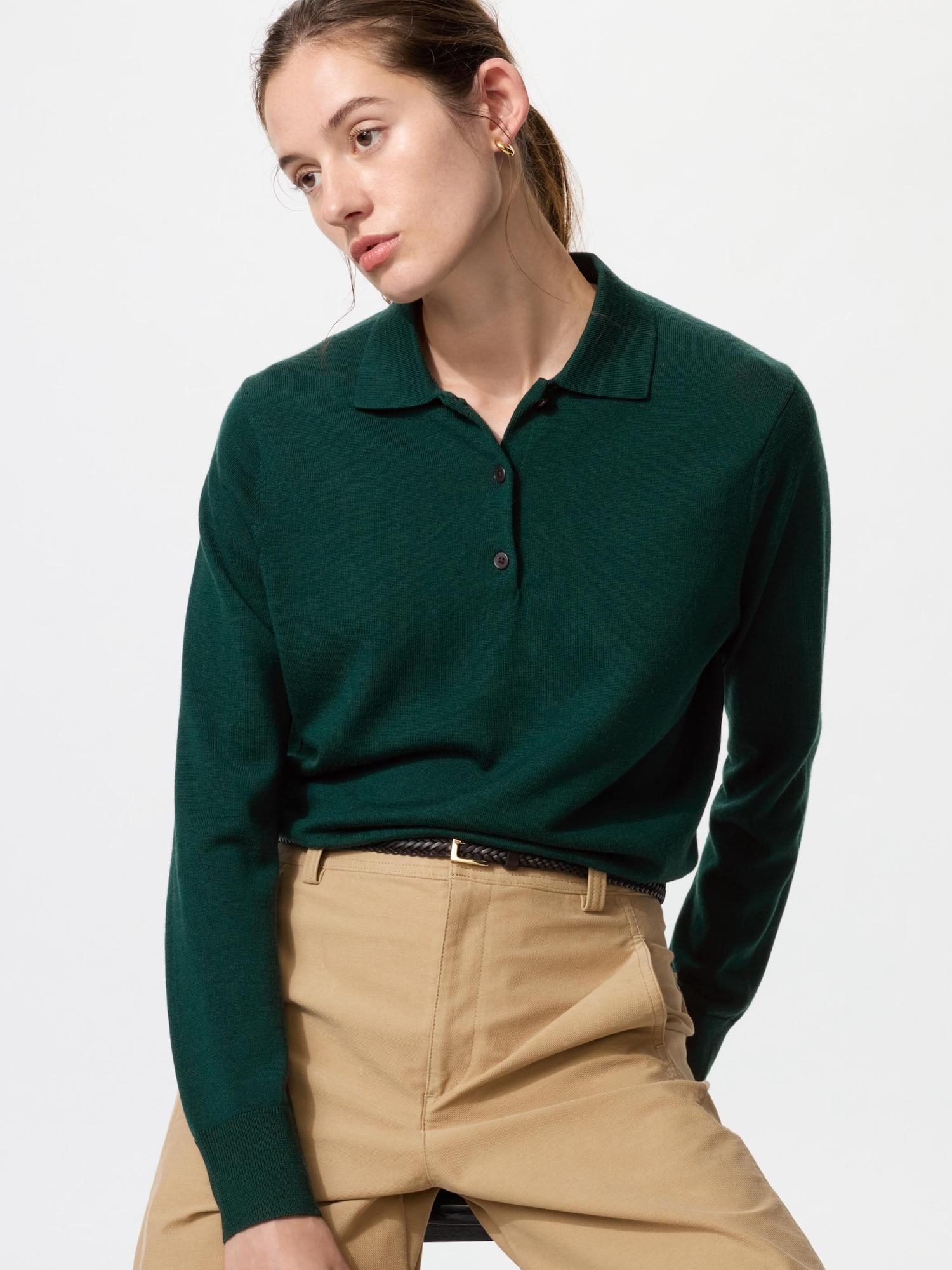 

Поло-свитер из мериносовой шерсти Uniqlo 55 GREEN/WOMEN XXL