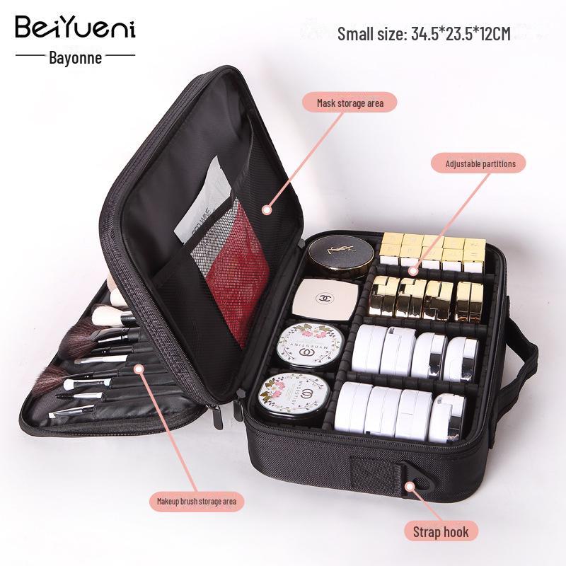 "Large Portable Pink Cosmetic Bag for Women - High-Capacity Makeup, Tattoo, and Nail Tool Storage"