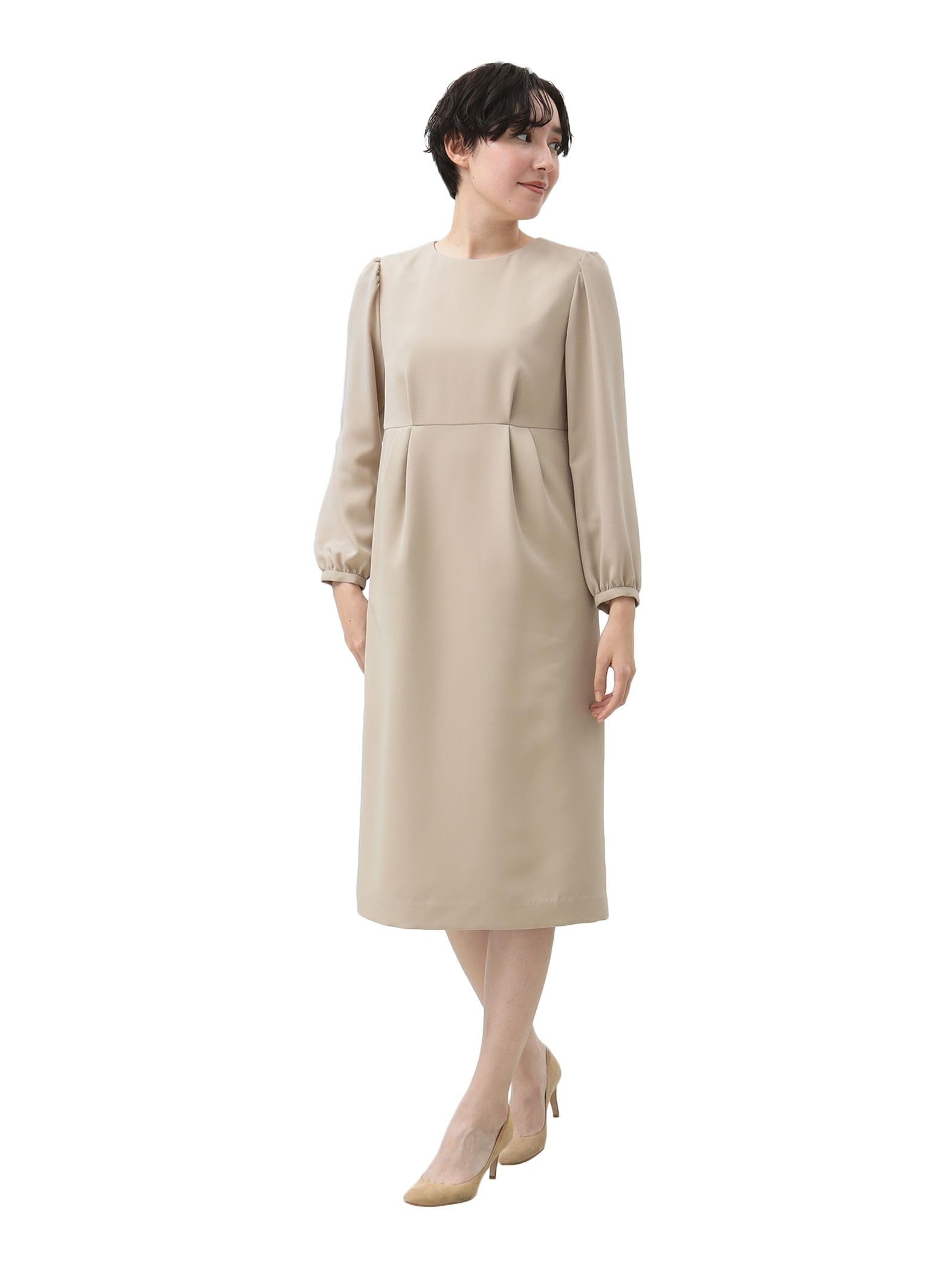 

B:MING LIFE STORE by BEAMS Women s Waist Tuck Dress (Sizes S-M) Beige Medium