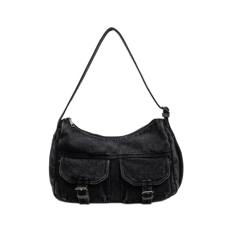 Denim bag women's new popular fashion class commuter bag shoulder bag large capacity messenger bag