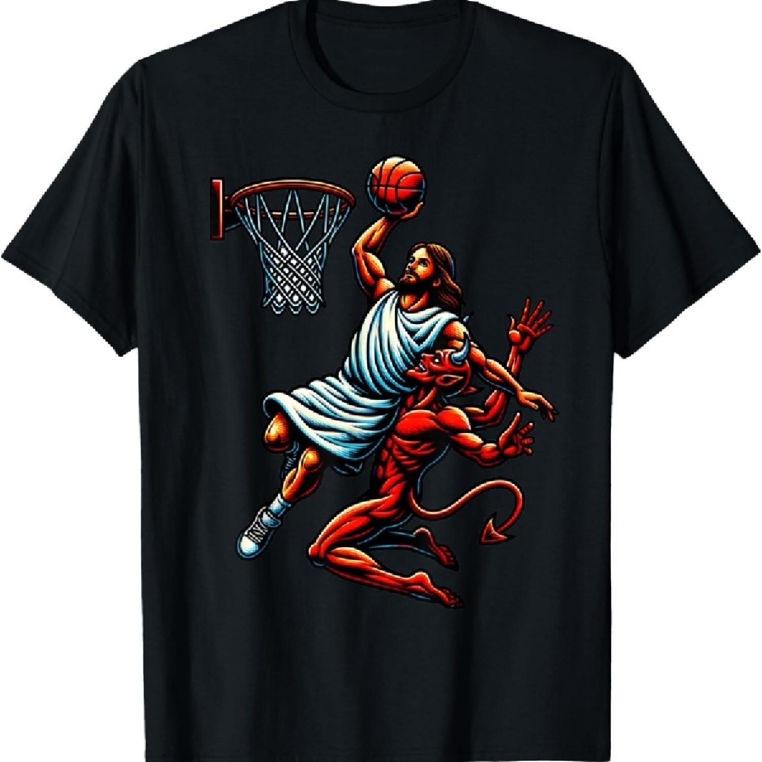

Jesus Dunking On The Devil Basketball Cool Bball T-Shirt XXXXXL чорний