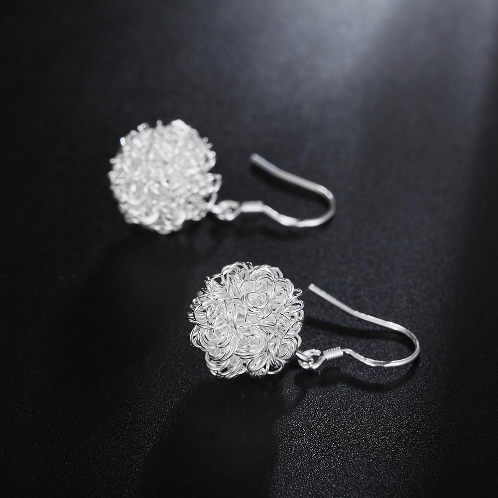 925 Sterling Silver Geometric Pattern Piercing Earrings Fashionable Wedding Jewelry