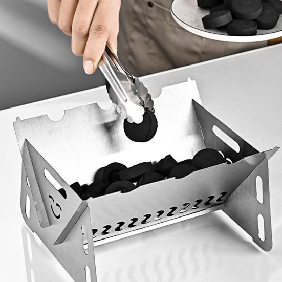 Folding Campfire Grill Portable Camping Grill Rustproof Corrosion Resistant Hollow Design Outdoor Indoor Barbeque Grill