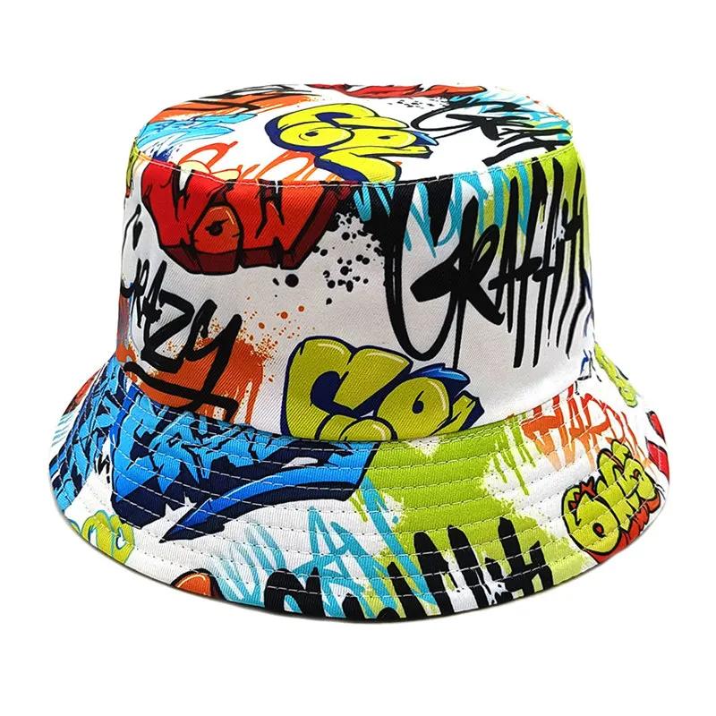 

Spring and Summer Polyester Cartoon Print Bucket Hat Fisherman Hat Outdoor Travel Sun Cap For Men And Women 43 56-58cm wear