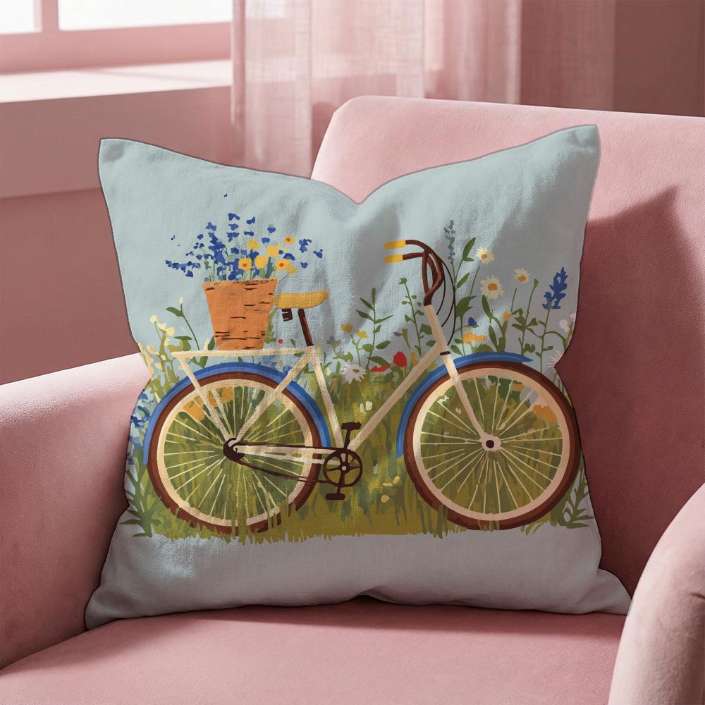 

Country flower bicycle Cushion Cover Multi-Scene Pillow Cover for Home & Car - Reversible, Soft & Durable for Daily Use 30cmx30cm