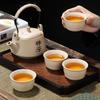 Coarse pottery tea set, home use, one pot, four cups, ceramic kung fu tea cup, teapot gift box, Chinese style handle pot
