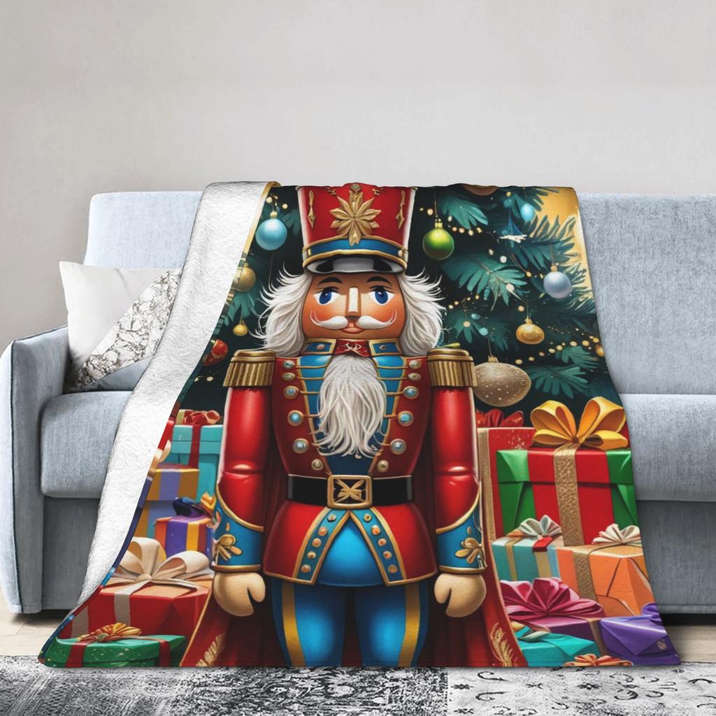 Christmas Nutcracker Flannel Blankets Spring  Soft Throw Blanket for Girls Boys Living Room Print Bedspread Sofa Bed Cover