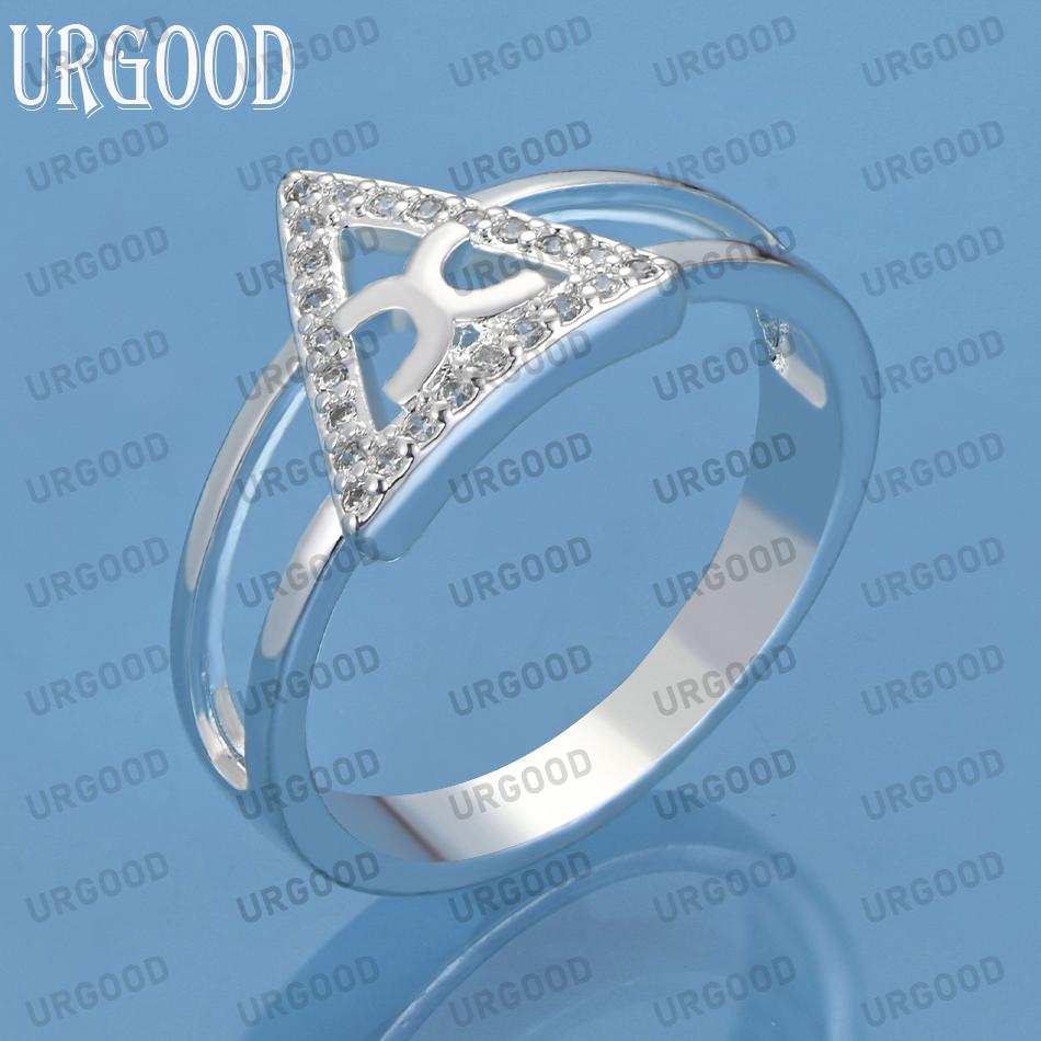 925 Sterling Silver Jewelry Triangle AAA Zircon Wedding Ring