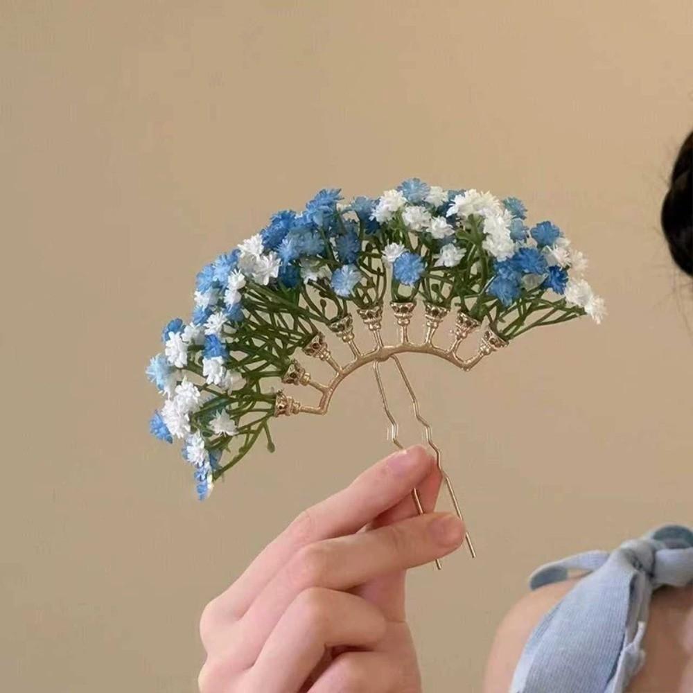 Fairy Starry Sky Flower Hiar Stick Bohemian Bride Hair Accessories Chinese Style Side Clip Girls