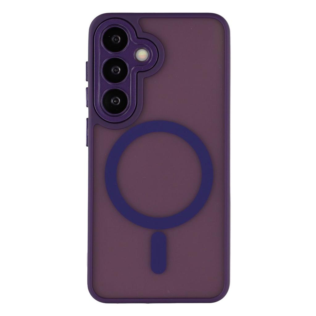 For Samsung Galaxy S25+ Magnetic Case PC + TPU Matte Phone Cover with Glass Lens Film