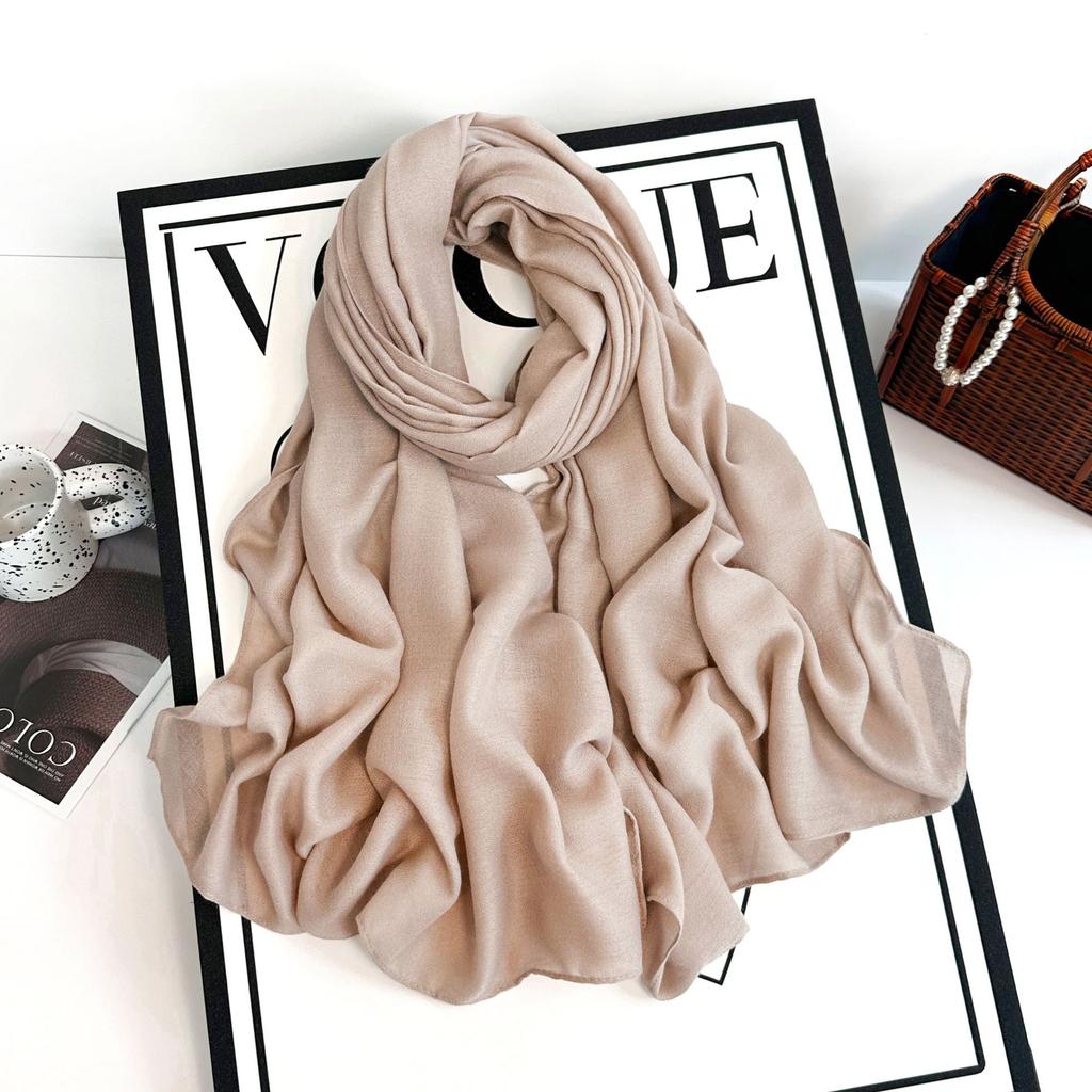 Autumn and winter new imitation cotton and linen scarf women's solid color silk scarf retro khaki monochrome long scarf decorative long shawl