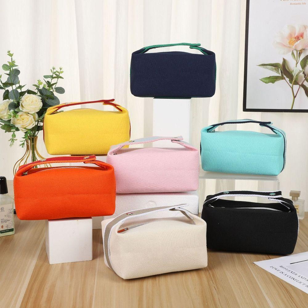 Modische Kosmetiktasche mit großem Fassungsvermögen, Handtasche aus Segeltuch für Toilettenartikel, Tragbare Make-up-Tasche, Kosmetische Aufbewahrung