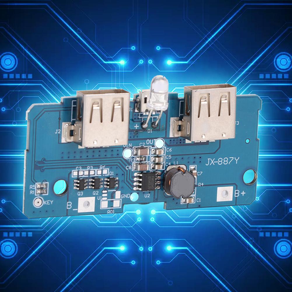 2Pcs 3.7V To 5V Boost Module 2A Dual USB with LED Light for 18650 Lithium Battery