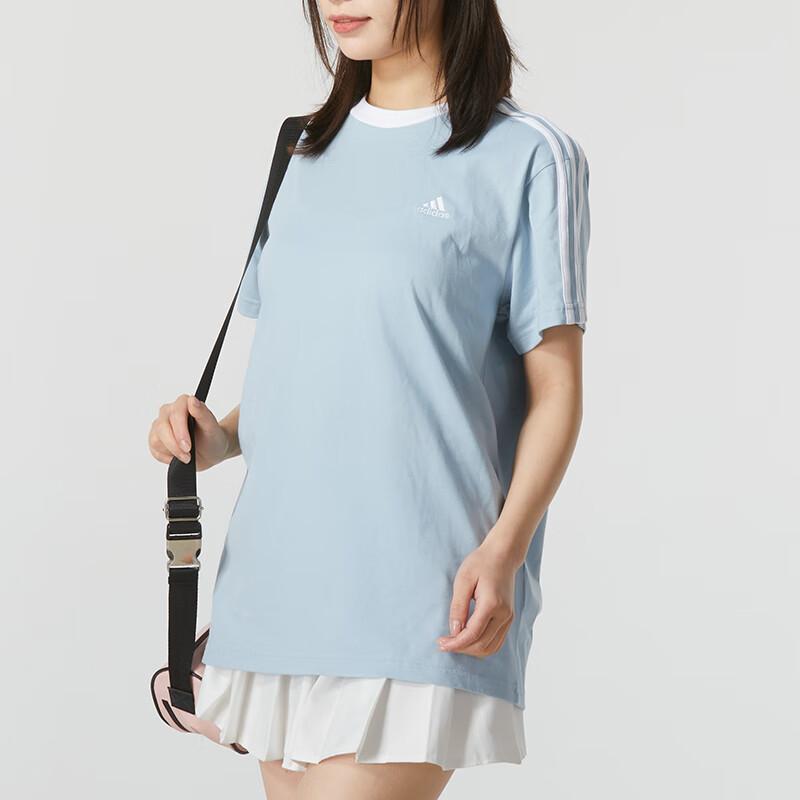 Adidas Printed Sports Casual Breathable Running Round Neck T-Shirt V1 Women Tops Light-Blue JI6979