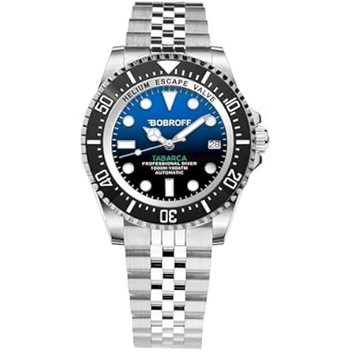 Bobroff Montre Homme Analogique Automatique avec Bracelet en Acier Inoxydable BF0003J, bleu, 42mm