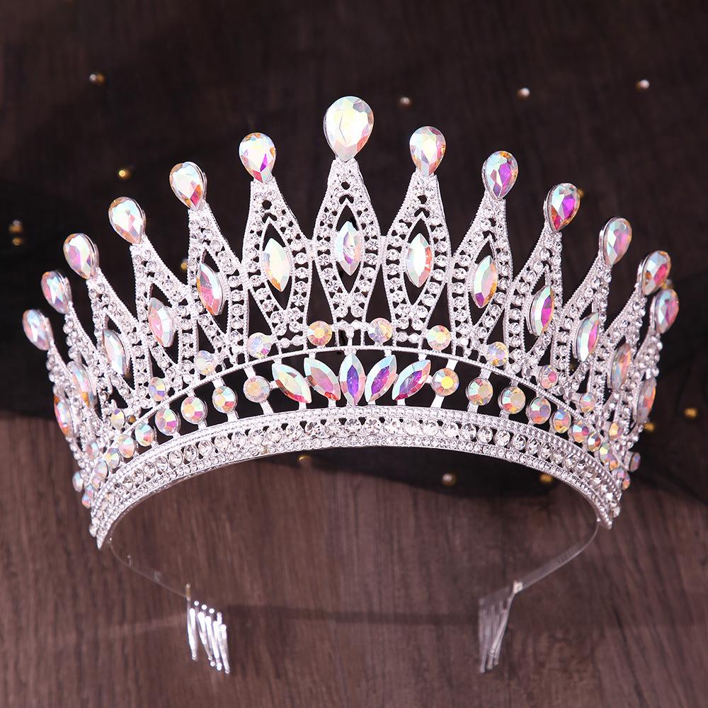 DIEZI Vintage Baroque Bridal AB Crystal Tiara Crown For Women Girls Wedding Party Queen Rhinestone Crown Hair Dress Accessories