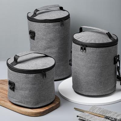 Moda Oxford Termal Çanta Öğle Yemeği için Taşınabilir Piknik Gıda Taze Tutma Soğutucu Kadın Erkek Bento Kutusu Yuvarlak Varil Yalıtımlı Çanta