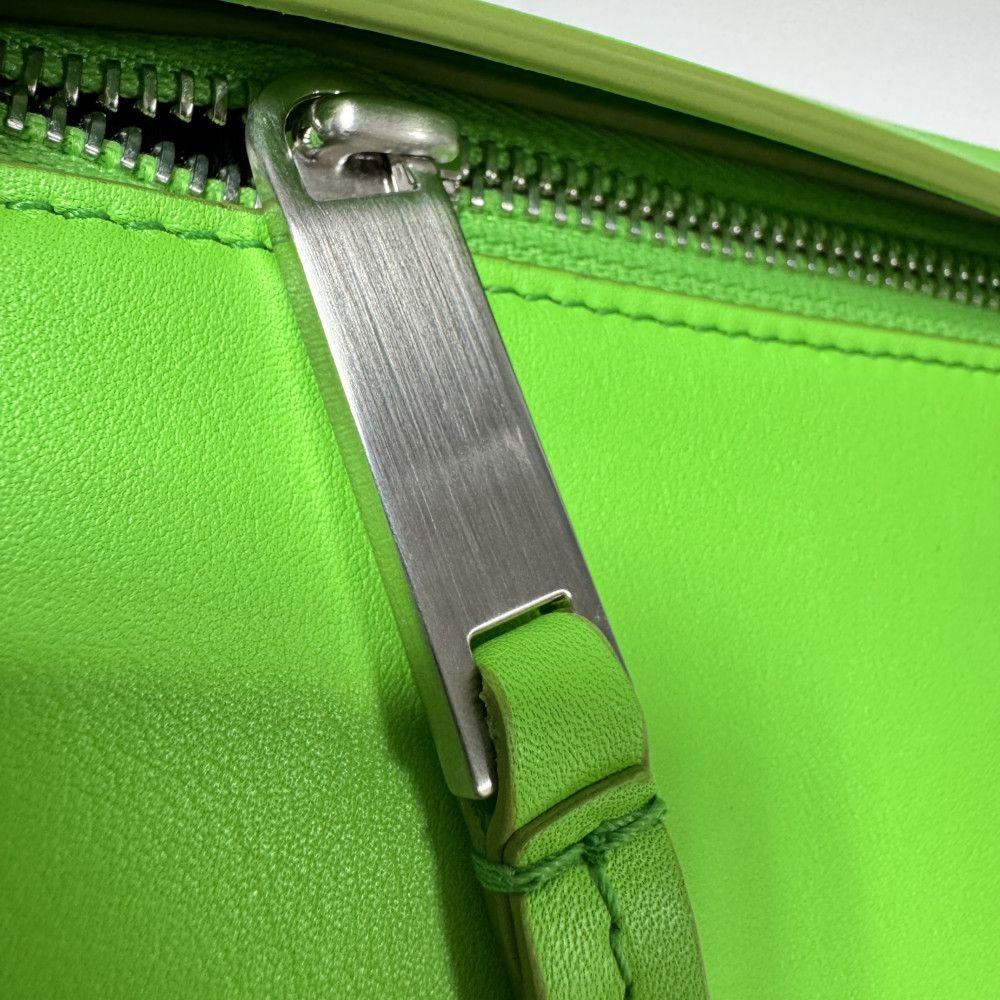 Used 9896 Logo Embossed Pouch 241390 7931, Foil Stamped, Light Green, Strap, Excellent Condition, New Logo, Lime,
