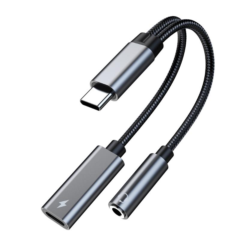 2 in 1 Type C to Auxiliary Plug Dongle Cable Type C to 3.5mm Sound & Charging Adapter for Music & Charging for Phone