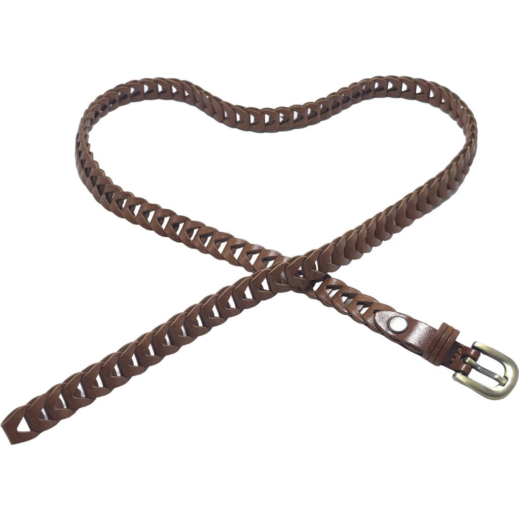 Woven retro women's belt with sweater skirt jeans women's pants belt women's non-porous belt one piece