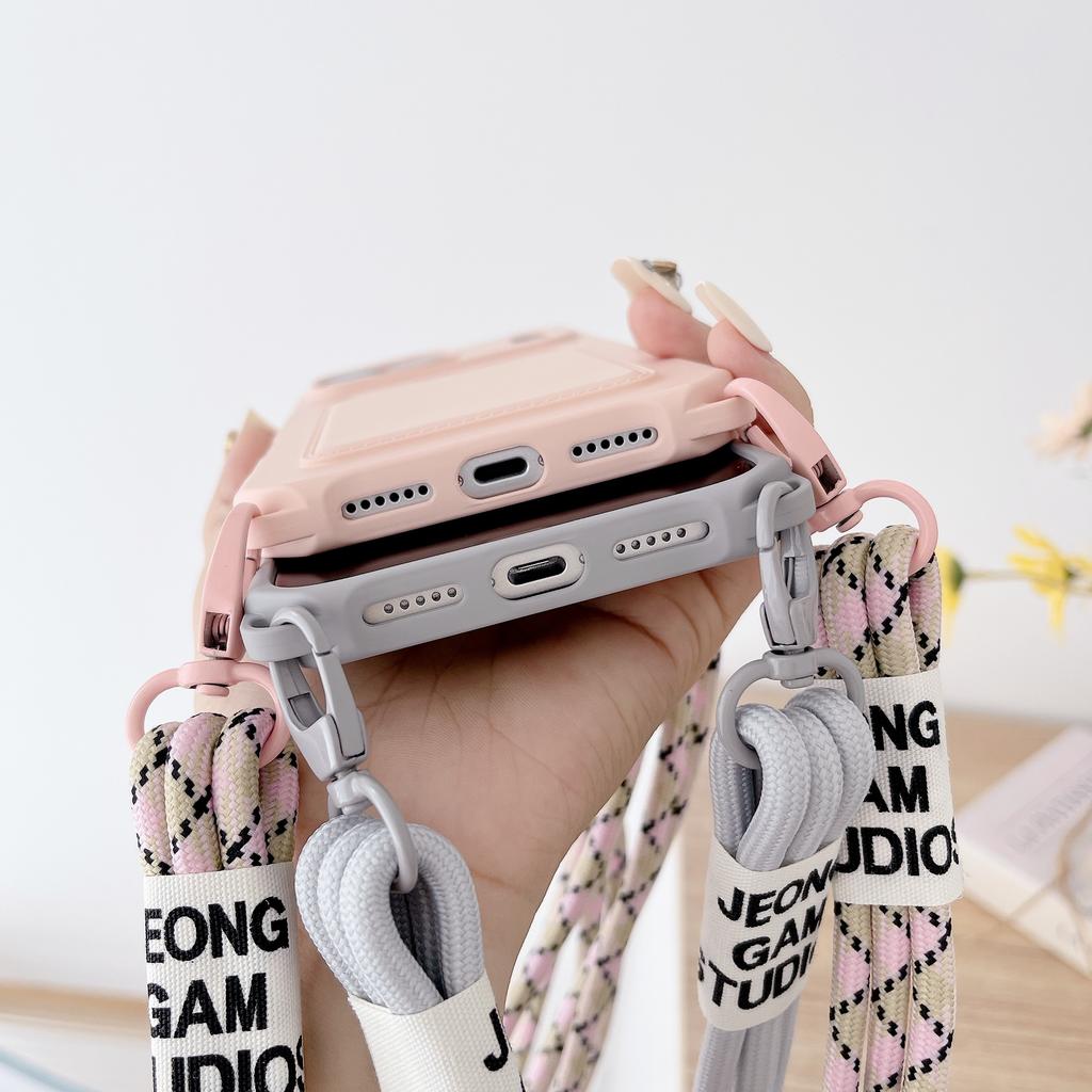 Crossbody Lanyard Silicone Wallet Case For iPhone 17 Air 17 16 15 14 13 12 11 Pro Max X XR Max 7 8 Plus Samsung S25 S24 23 Ultra Plus FE A17 A16 A56