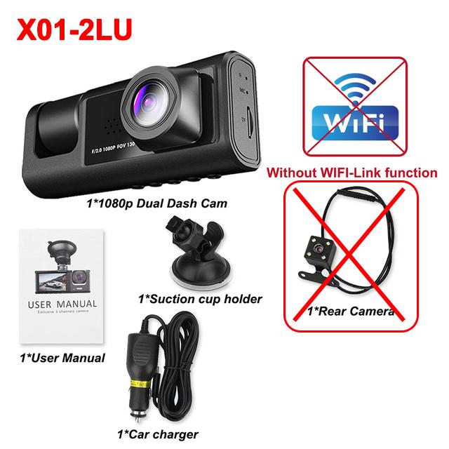

3-линзовый автомобильный видеорегистратор 1080P видеокамера для автомобиля для записи видео передняя и задняя камера видеорегистратор черный ящик автомобильные аксессуары NONE