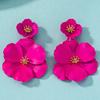 Mori Retro Long Temperament Colorful Flower Spray Paint Multi-Layer Creative Earclip Earrings