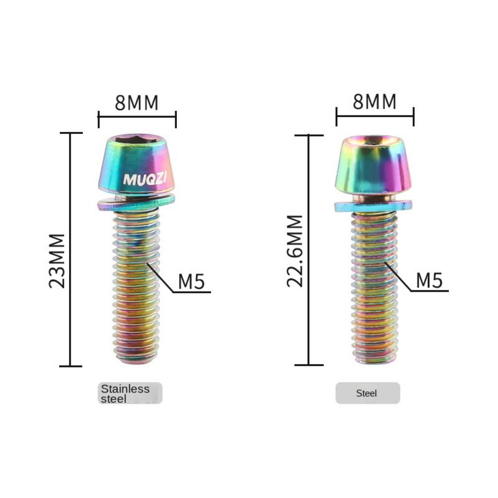 6pcs/set Titanium-plated Bike Handle in Bolts M5 * 17MM Bicycle Stem Screw Mountain Bike