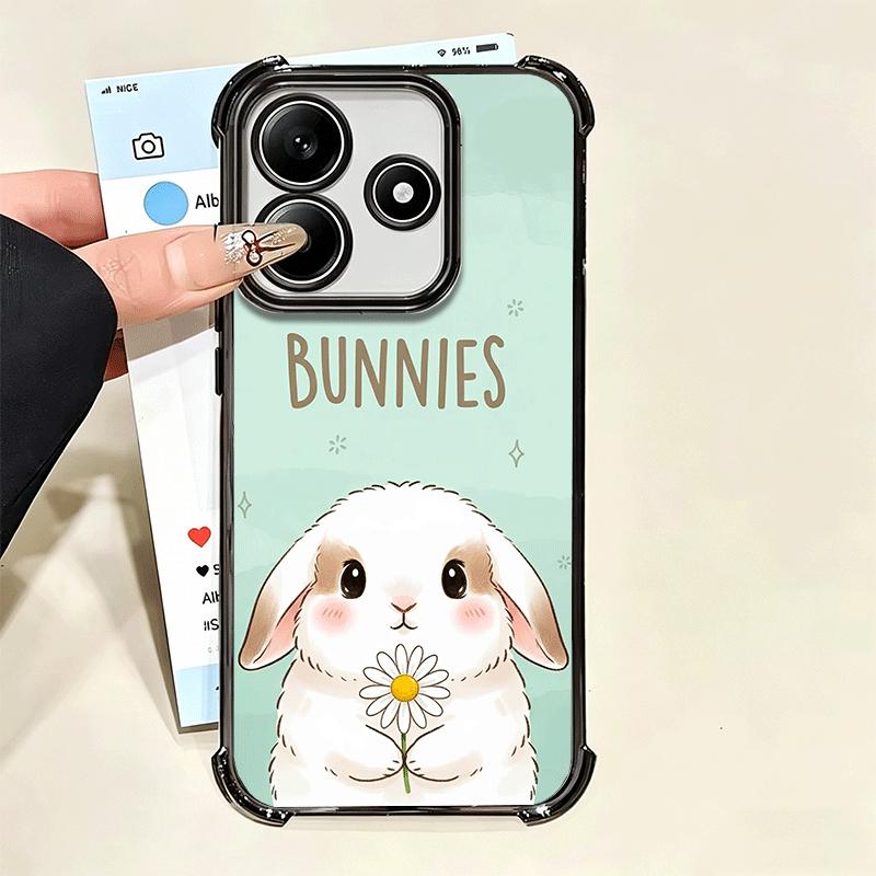 Cute Cartoon Bunny Rabbit Plating Phone Case For Xiaomi Poco X5 X6 X7 X8 Pro Max F8 Ultra F7 M8 M7 M5S Redmi 15C 15 14C 13C 13 X