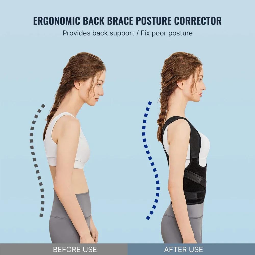 1Pcs Back Brace Posture Corrector For Men And Women, Full Back Support For Upper Lower Neck Shoulder Spine Pain - Scoliosis