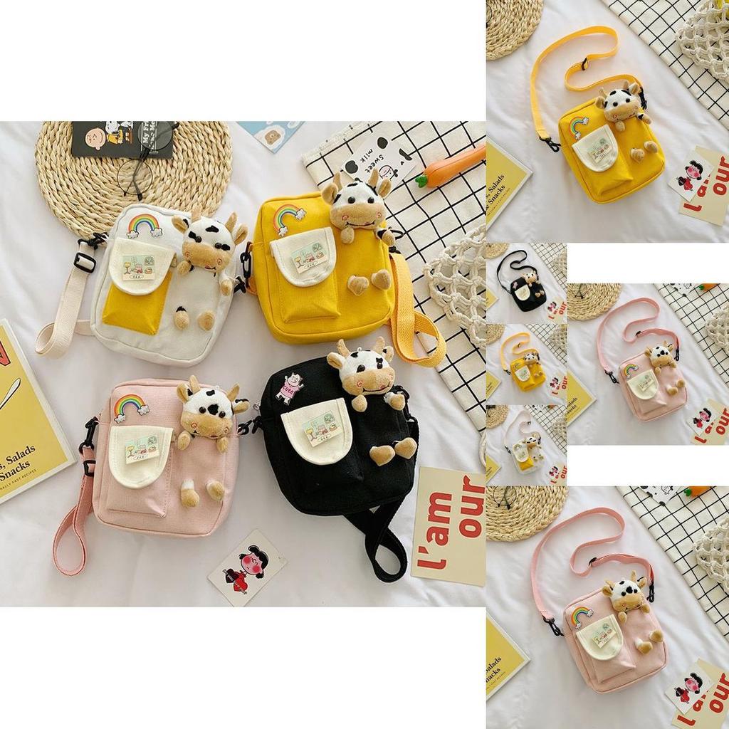 Stylish Nylon Crossbody Bag For Girls In Fresh Sweet Colors Cute Bear Motif