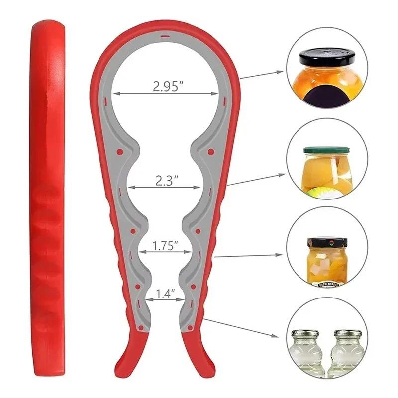 Burköppnare Multifunktionell fyra i en dryckesflasköppnare Cap Twister Fyrpositionsburköppnare Anti-Slip Cap Twister
